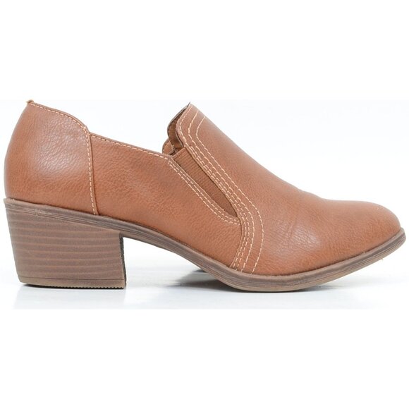 Eurosoft Augusta Women's 9 Slip On Heeled Loafers Brown Vegan Leather Preppy - Picture 1 of 10